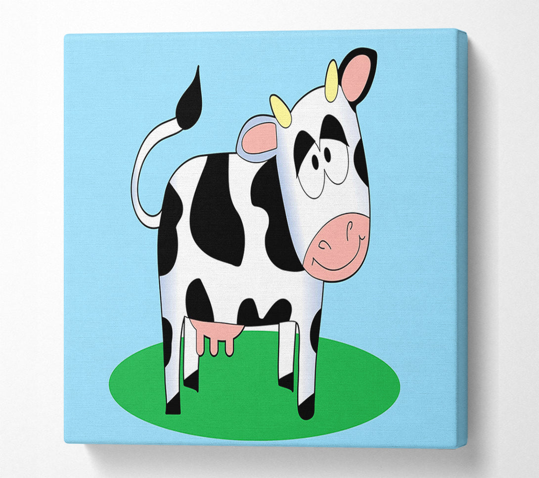  A Canvas Print of Happy Cow Baby Blue Canvas Wall Art