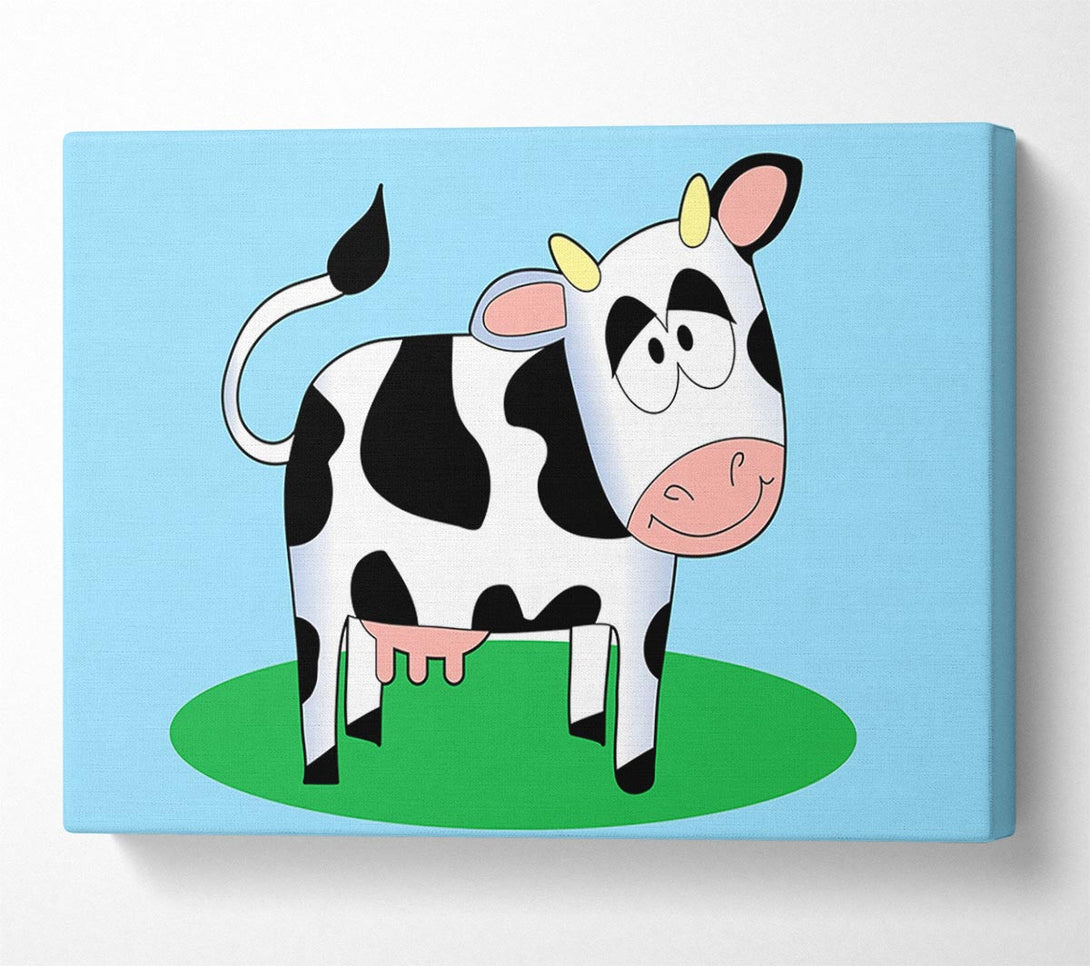  A Canvas Print of Happy Cow Baby Blue Canvas Wall Art