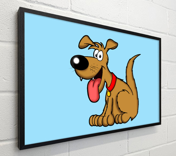 Happy Dog Cartoon With Tongue Out Baby Blue