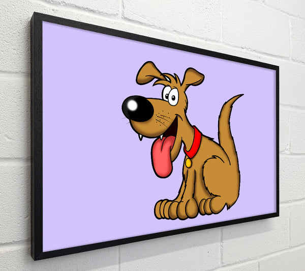 Happy Dog Cartoon With Tongue Out Lilac