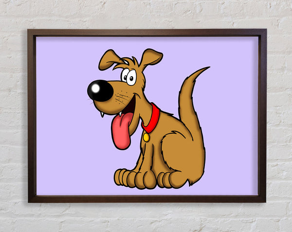 Happy Dog Cartoon With Tongue Out Lilac Framed Print