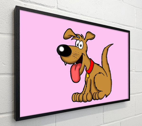 Happy Dog Cartoon With Tongue Out Pink