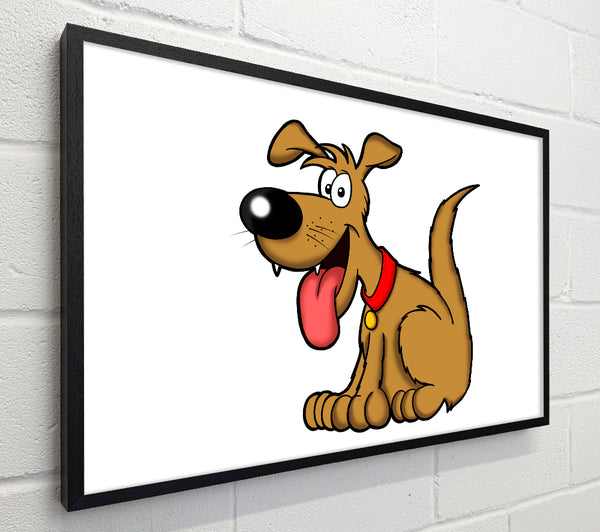 Happy Dog Cartoon With Tongue Out White