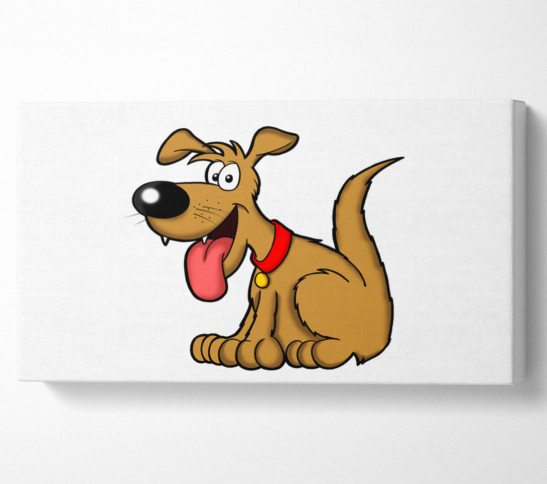  A Canvas Print of Happy Dog Cartoon With Tongue Out White Canvas Wall Art