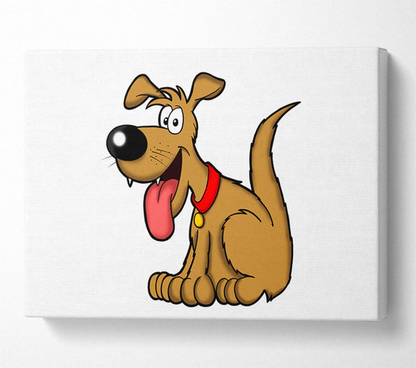  A Canvas Print of Happy Dog Cartoon With Tongue Out White Canvas Wall Art