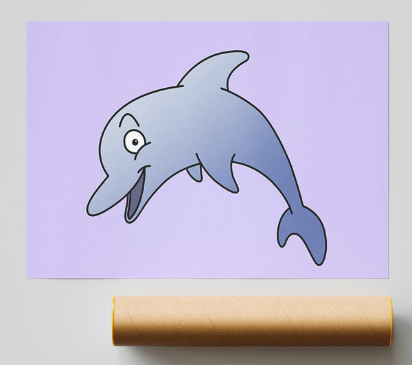 Happy Dolphin Lilac Poster