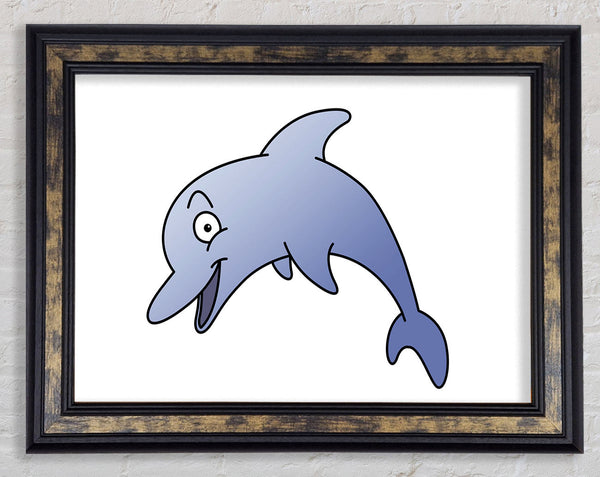 Happy Dolphin White Framed Print