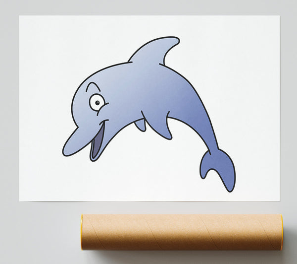 Happy Dolphin White Giclee Print