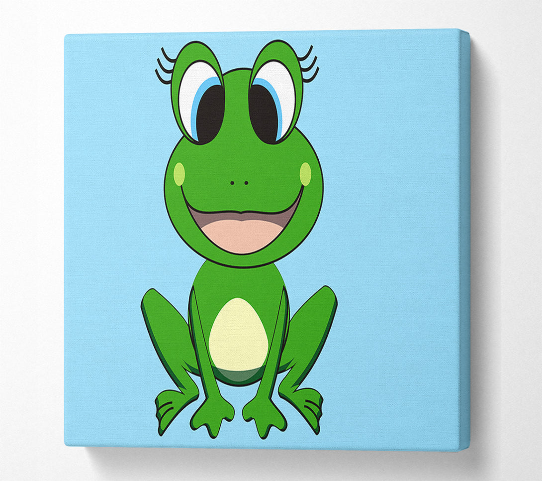  A Canvas Print of Happy Frog Ready To Leap Baby Blue Canvas Art