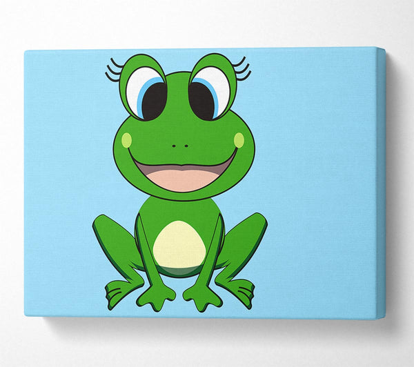 Happy Frog Ready To Leap Baby Blue Canvas Art