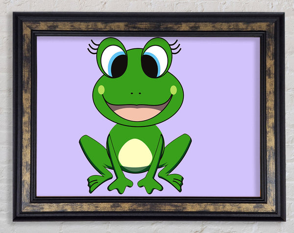 Happy Frog Ready To Leap Lilac Framed Print
