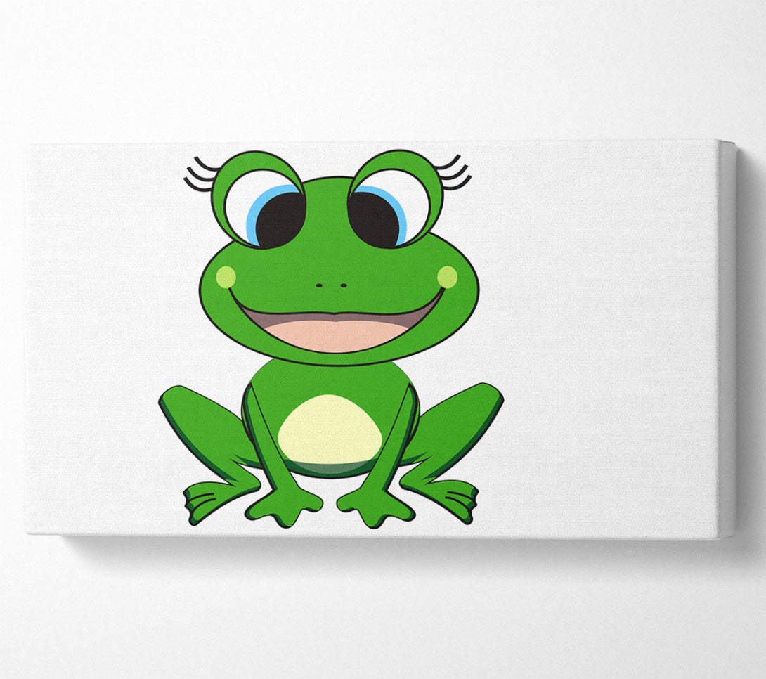  A Canvas Print of Happy Frog Ready To Leap White Canvas Print