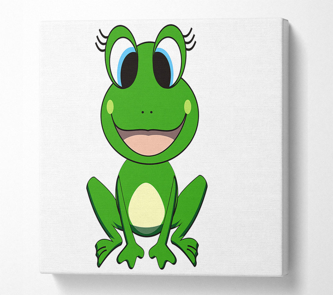  A Canvas Print of Happy Frog Ready To Leap White Canvas Print