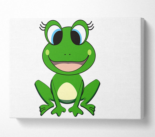 A Canvas Print of Happy Frog Ready To Leap White Canvas Print