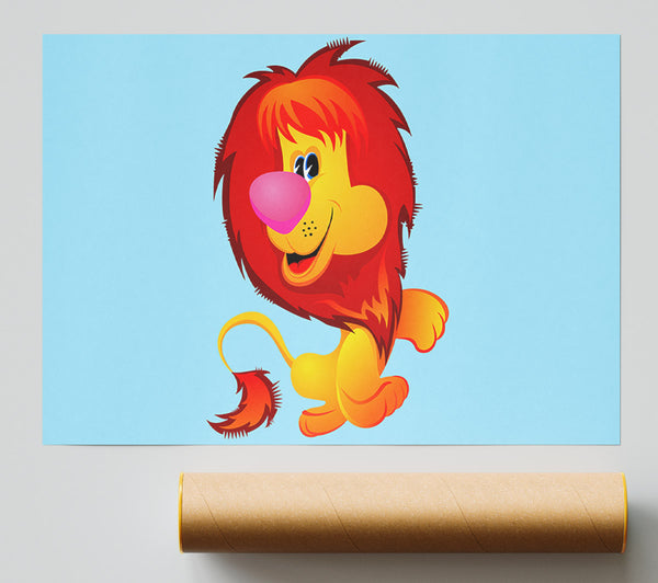 Happy Lion Baby Blue Print