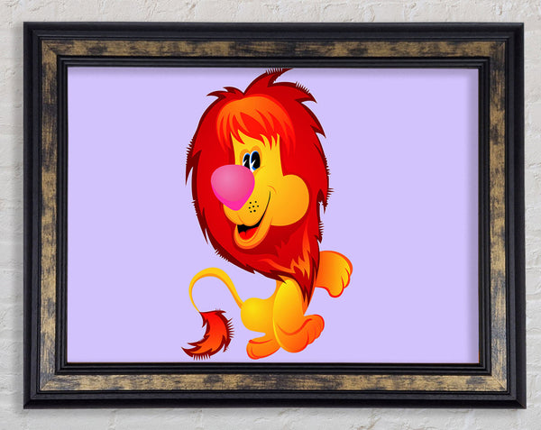 Happy Lion Lilac Framed Print