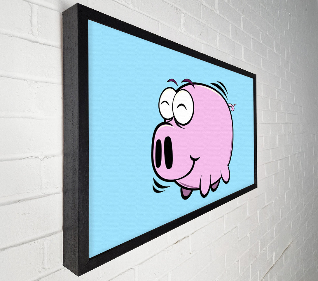  A Canvas Print of Happy Pig Smiling Baby Blue Canvas Art