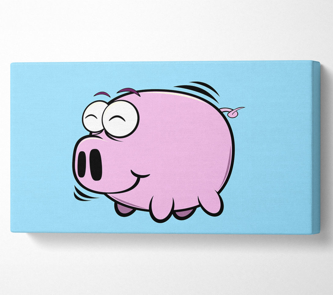  A Canvas Print of Happy Pig Smiling Baby Blue Canvas Art