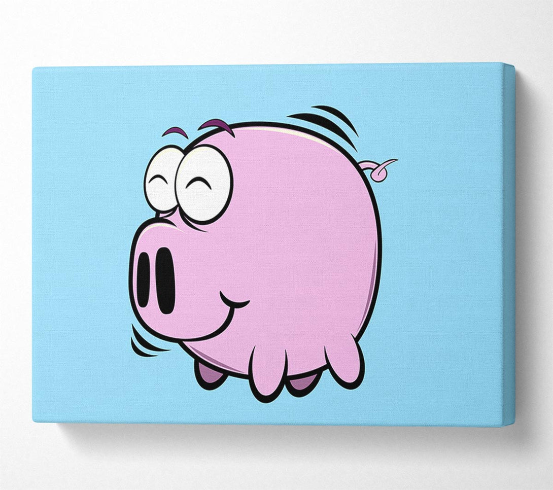  A Canvas Print of Happy Pig Smiling Baby Blue Canvas Art