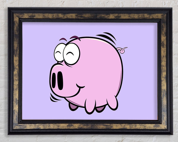 Happy Pig Smiling Lilac Framed Print