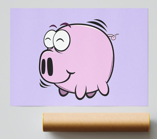 Happy Pig Smiling Lilac Poster
