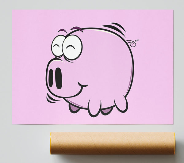 Happy Pig Smiling Pink Poster