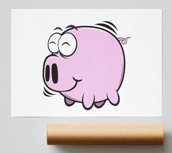 Happy Pig Smiling White Giclee Print