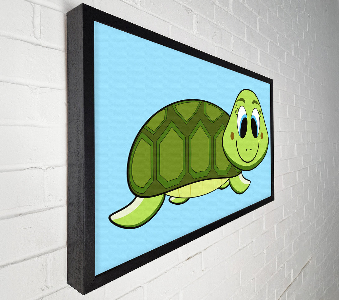  A Canvas Print of Happy Turtle Baby Blue Canvas Art