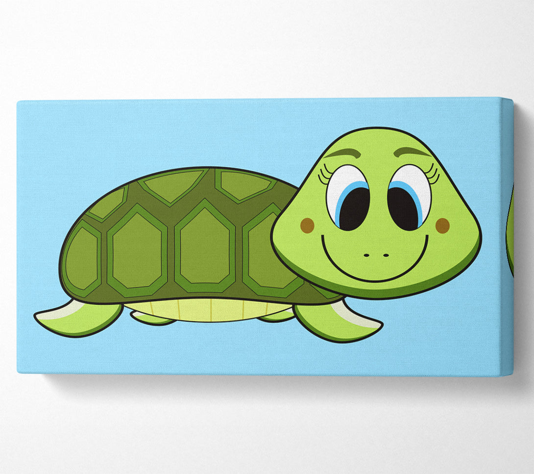  A Canvas Print of Happy Turtle Baby Blue Canvas Art