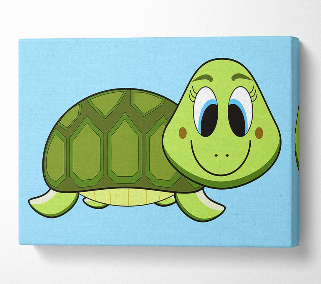  A Canvas Print of Happy Turtle Baby Blue Canvas Art