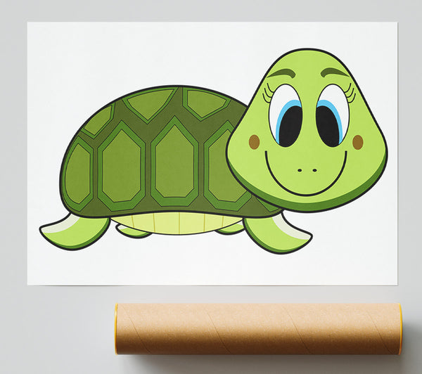 Happy Turtle White Poster