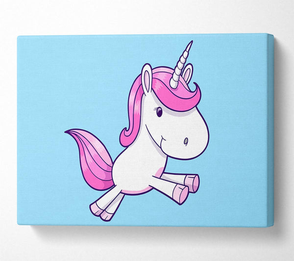  A Canvas Print of Leaping Unicorn Baby Blue Canvas Art