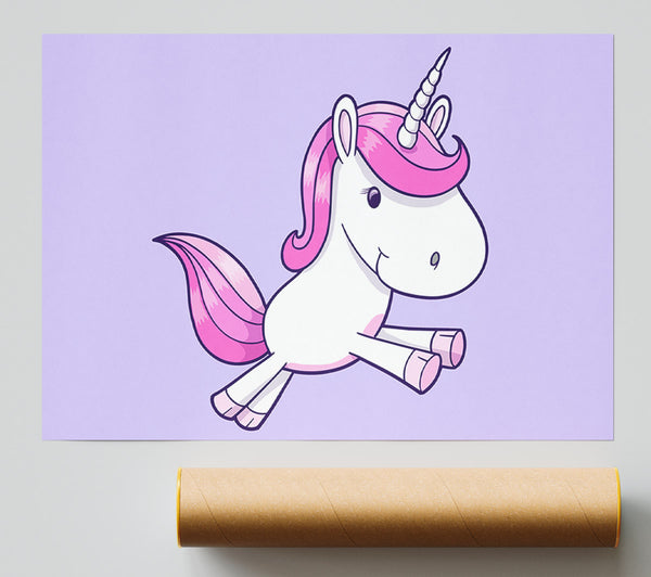 Leaping Unicorn Lilac Giclee Print
