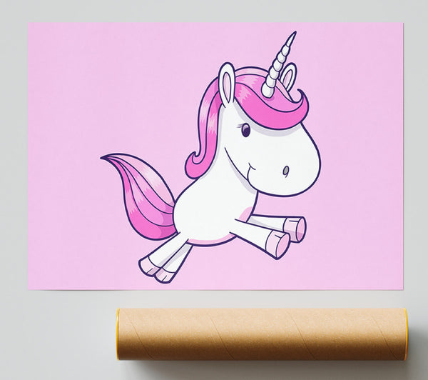 Leaping Unicorn Pink Print