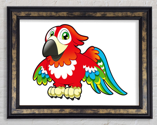 Little Parrot White Framed Print