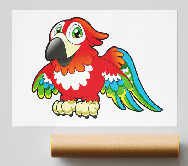 Little Parrot White Giclee Print