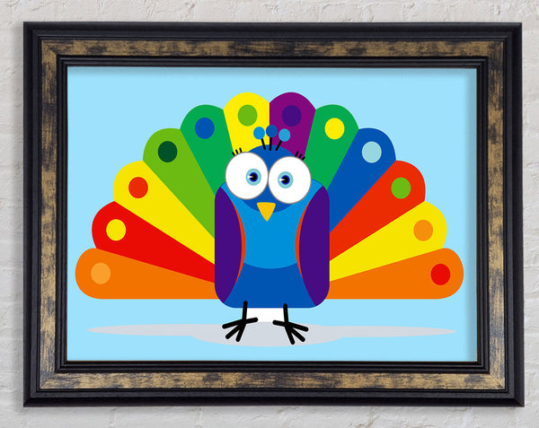 Little Peacock Baby Blue Framed Print