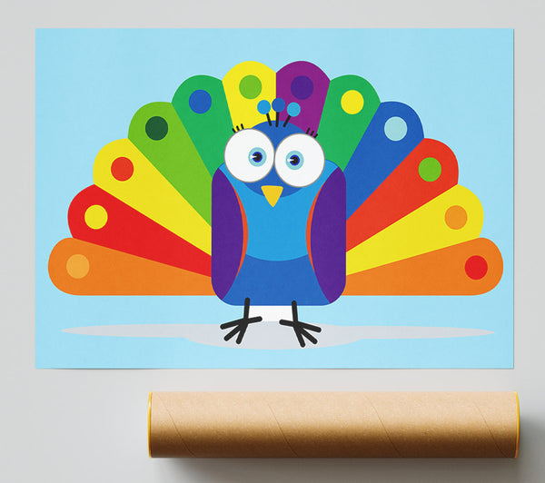 Little Peacock Baby Blue Giclee Print