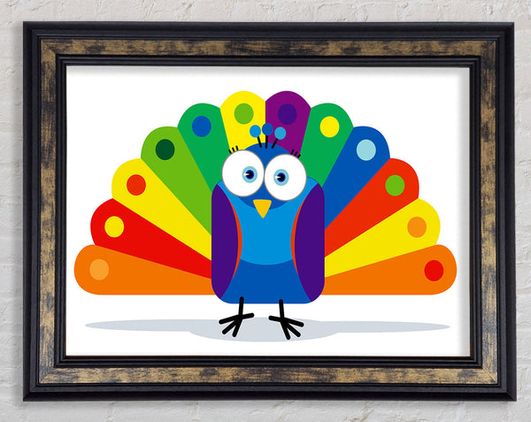 Little Peacock White Framed Print