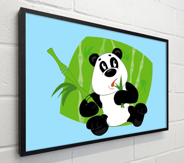 Panda Eating Bamboo Baby Blue