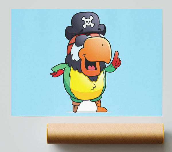 Pirate Parrot Eyepatch Baby Blue Print