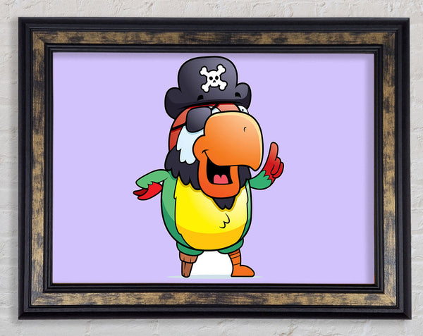 Pirate Parrot Eyepatch Lilac Framed Print