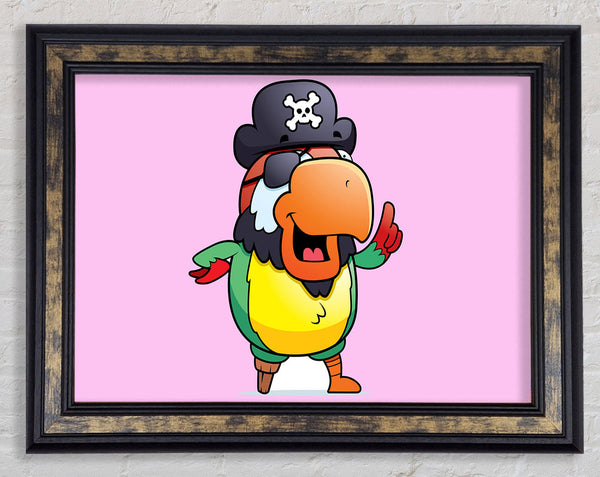 Pirate Parrot Eyepatch Pink Framed Print