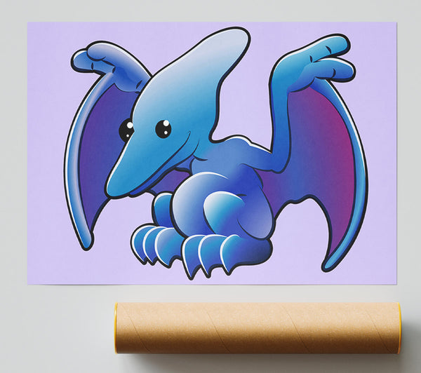Pterodactyl Dinosaur Lilac Giclee Print