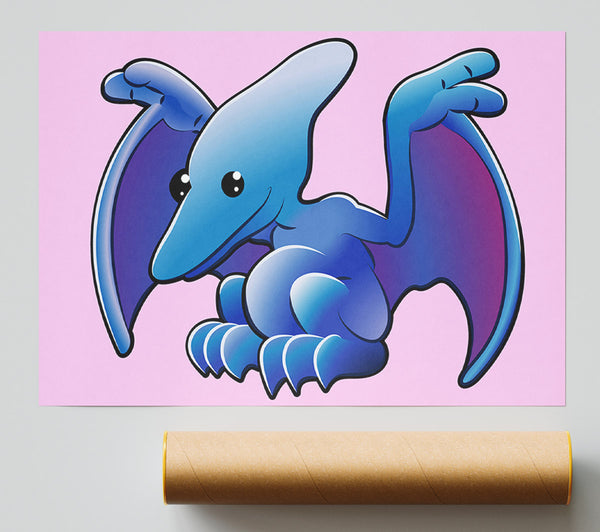 Pterodactyl Dinosaur Pink Print