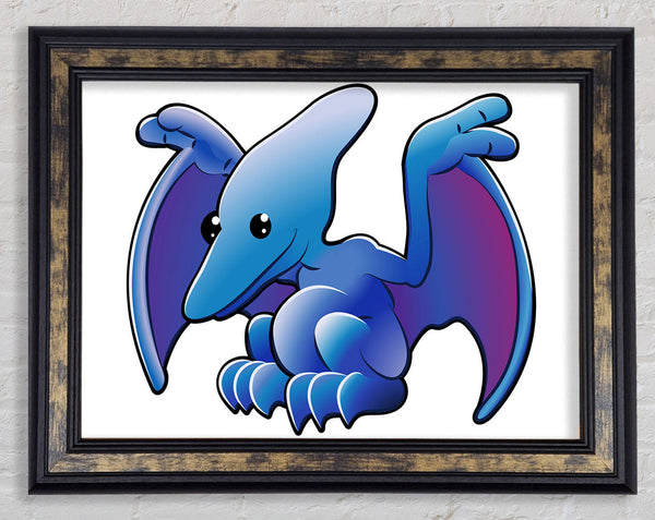 Pterodactyl Dinosaur White Framed Print