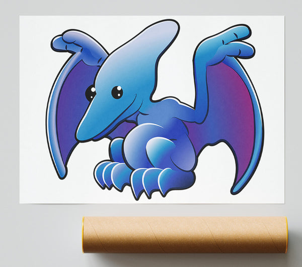 Pterodactyl Dinosaur White Poster