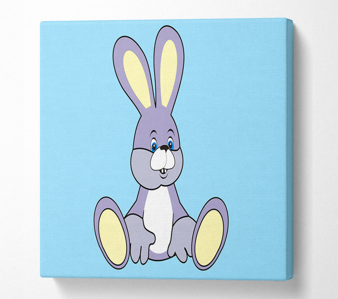  A Canvas Print of Rabbit Sitting Down Baby Blue Canvas Wall Art