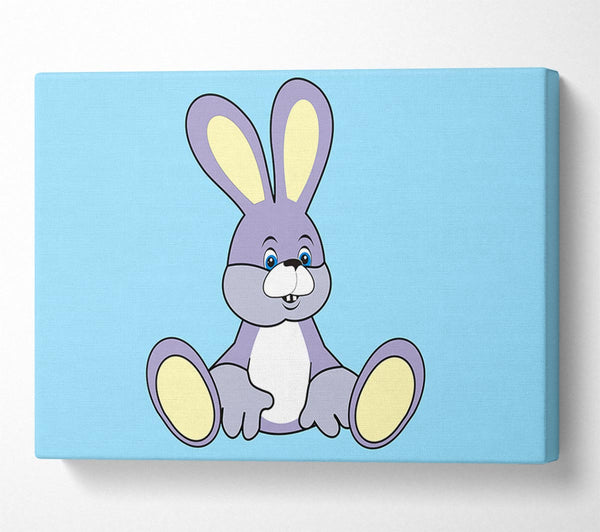  A Canvas Print of Rabbit Sitting Down Baby Blue Canvas Wall Art