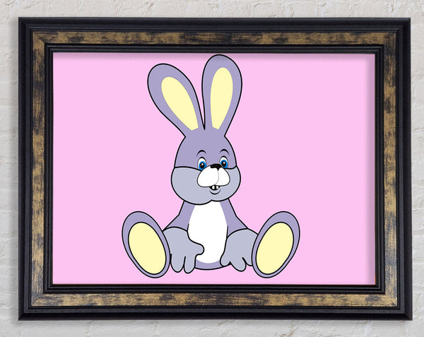 Rabbit Sitting Down Pink Framed Print